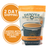 A pouch of Denver Bone Broth Essential Chicken Pasture Raised Bone Broth with text saying "2 day shipping" and "shipped with compostable insulated lining.""